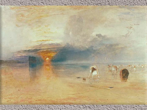 D’après Les sables de Calais à marée basse, de Joseph Mallord William Turner, peintre anglais, 1832, période romantique, XIXe siècle. (Marsailly/Blogostelle)