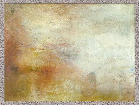 D’après Le soleil couchant sur un lac, de Joseph Mallord William Turner, peintre anglais 1840, période romantique, XIXe siècle. (Marsailly/Blogostelle)