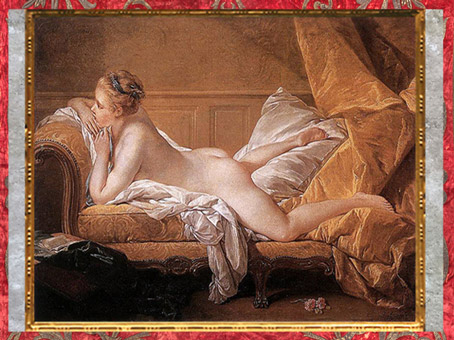D’après L'Odalisque blonde, Mademoiselle O'Murphy , de François Boucher, 1752, huile sur toile, XVIIIe siècle, France, période Rocaille. (Marsailly/Blogostelle) 