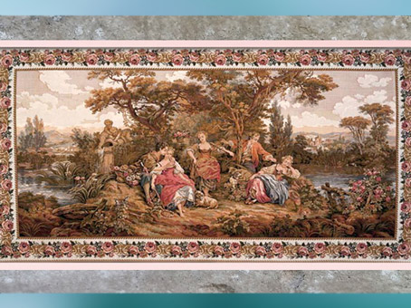 D’après Les Amours pastorales, modèle de François Boucher, surintendant de la Manufacture des Gobelins à partir de 1755, XVIIIe siècle, France, période Rocaille. (Marsailly/Blogostelle)