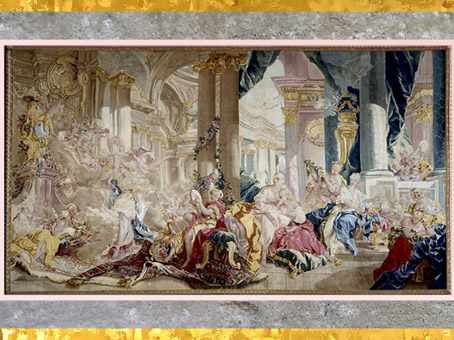 D’après Psyché, Tenture de l'Histoire de Psyché, de François Boucher, après 1741 manufacture de Beauvais, laine et soie,  XVIIIe siècle, France, période Rocaille. (Marsailly/Blogostelle)