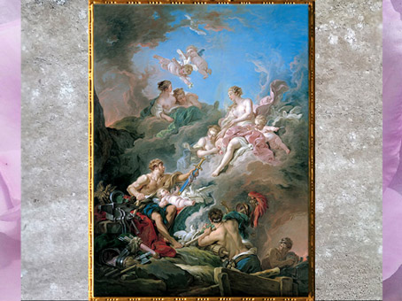 D’après Vénus et la forge de Vulcain, de François Boucher, 1769, hôtel Bergeret de Frouville, Paris, France, XVIIIe siècle. (Marsailly/Blogostelle)