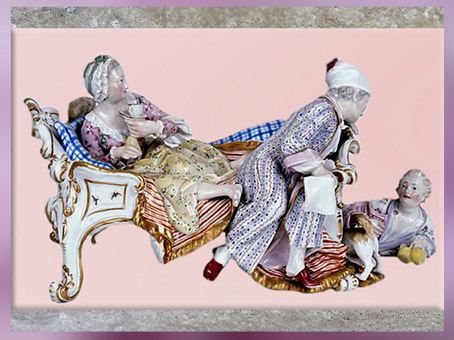 D’après L'Amant découvert, porcelaine de Meissen, Saxe, Allemagne, XVIIIe siècle, période Rocaille. (Marsailly/Blogostelle)