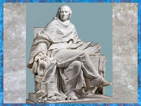 D’après Montesquieu et son œuvre, L’Esprit des lois, statue en marbre, de Clodion (Claude Michel), Salon de 1783, France, XVIIIe siècle. (Marsailly/Blogostelle)