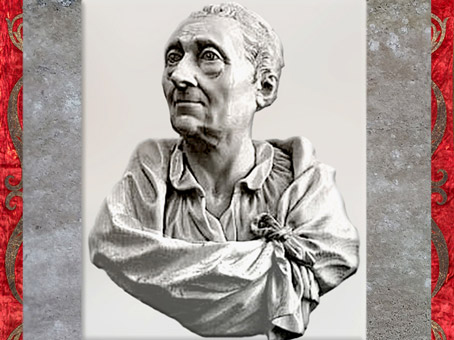 D’après Montesquieu en buste, ivoire, de Jean-Claude-François-Joseph Rosset dit Rosset père, vers 1770, France, XVIIIe siècle. (Marsailly/Blogostelle)