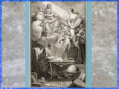 D’après le thème des lumières, Éléments de la philosophie de Newton, mis à la portée de tout le monde, par Voltaire, traduction Émilie Du Châtelet, 1738, France, XVIIIe siècle. (Marsailly/Blogostelle)