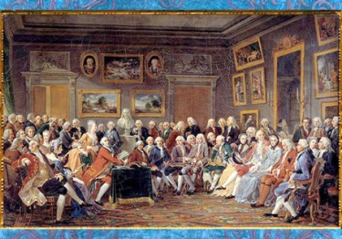 D’après Le salon littéraire de Madame Geoffrin, Lecture de la tragédie “L’orphelin de la Chine”, de Voltaire, d’Anicet Charles Gabriel Lemonnier, 1812, France. (Marsailly/Blogostelle)