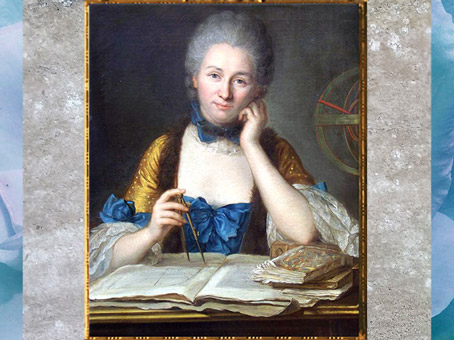 D'après le portrait de Madame Du Châtelet (marquise Du Châtelet), École française, château de Breteuil, Choisel, France, XVIIIe siècle. (Marsailly/Blogostelle)