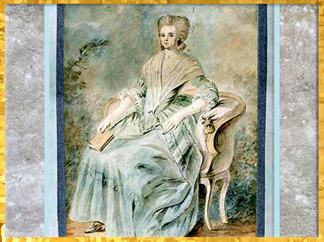 D’après Olympe de Gouges, aquarelle et inscription : Elle s'était offerte pour défendre Louis XVI, auteur anonyme, France, XVIIIe siècle. (Marsailly/Blogostelle)