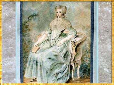 D’après Olympe de Gouges, aquarelle et inscription : Elle s'était offerte pour défendre Louis XVI, auteur anonyme, France, XVIIIe siècle. (Marsailly/Blogostelle)