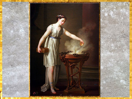 D’après L'Athénienne vertueuse, de Joseph-Marie Vien, 1762, XVIIIe siècle, France, style Néoclassique. (Marsailly/Blogostelle)