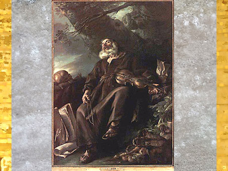 D’après L'ermite endormi, de Joseph-Marie Vien, 1750, présenté au Salon de 1753, à Paris, collection de Louis XVI, huile sur toile, France, XVIIIe siècle. (Marsailly/Blogostelle)