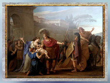 D’après Les Adieux d'Hector et Andromaque, de Joseph-Marie Vien, 1786, Paris, France, XVIIIe siècle, Néoclassique. (Marsailly/Blogostelle)