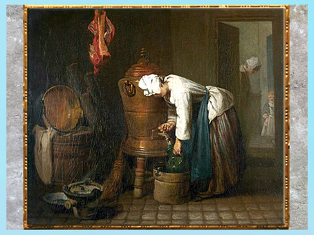 D’après La Fontaine (réservoir d'eau), de Jean Simeon Chardin, 1733, huile sur toile, XVIIIe siècle France, XVIIIe siècle, style Néoclassique. (Marsailly/Blogostelle)