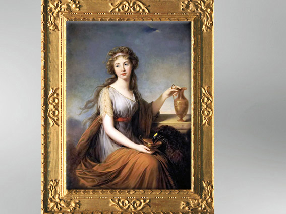 D'après Anna Pitt en Hébé, Élisabeth Louise Vigée Le Brun, 1792,  portrait, XVIIIe siècle, Néoclassique. (Marsailly/Blogostelle)