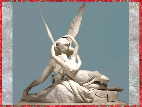 D’après Psyché ranimée par le baiser de Éros, du sculpteur Antonio Canova, 1793, marbre, XVIIIe siècle, Néoclassique. (Marsailly/Blogostelle)