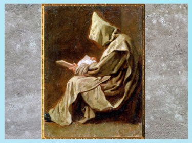 D’après un Moine en prière, de Jean Restout, 1711, dessin à l'huile, France, XVIIIe siècle. (Marsailly/Blogostelle)