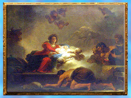 D’après L'Adoration des bergers, de Jean-Honoré Fragonard, vers 1775, huile sur toile (pendant du tableau Le verrou), commande du marquis de Véri, amateur d'art, France, XVIIIe siècle. (Marsailly/Blogostelle)
