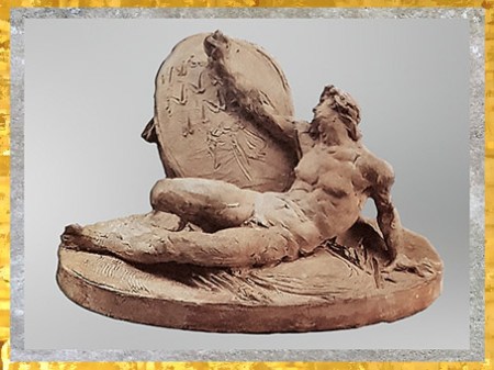 D’après Le Spartiate Othryadès mourant, de Johan Tobias Sergel, terre cuite, esquisse, vers 1779, XVIIIe siècle, Néoclassique. (Marsailly/Blogostelle)