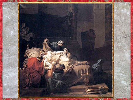 D’après La Mort d'Alceste ou L'Héroïsme de l'amour conjugal, de Jean François Pierre Peyron, Paris, Salon de 1785, XVIIIe siècle, Néoclassique. (Marsailly/Blogostelle)