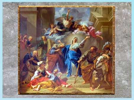 D’après La visitation de la Vierge ou Le Magnificat, de Jean Jouvenet, 1716, huile sur toile, pour la cathédrale Notre-Dame de Paris, France, XVIIIe siècle. (Marsailly/Blogostelle)