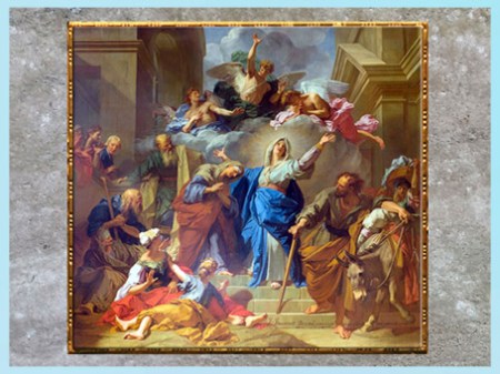 D’après La visitation de la Vierge ou Le Magnificat, de Jean Jouvenet, 1716, huile sur toile, pour la cathédrale Notre-Dame de Paris, France, XVIIIe siècle. (Marsailly/Blogostelle)