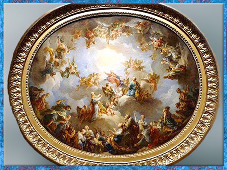 D’après La Vierge en gloire, de François Lemoine, 1732, esquisse, huile sur toile, voûte de la Chapelle de la Vierge, Église de Saint-Sulpice, Paris, France, XVIIIe siècle. (Marsailly/Blogostelle)