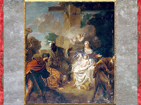 D’après L’Adoration des Mages, de Jean-Baptiste Oudry, 1717, huile sur toile, pour le prieuré de Saint-Martin-des-Champs, Villeneuve-Saint-Georges, France, XVIIIe siècle. (Marsailly/Blogostelle)