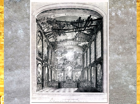 D’après le décor de la Chapelle des Enfants trouvé, Charles-Joseph Natoire, vers 1752-1759, gravure Etienne Fessard  Paris, France, XVIIIe siècle (Marsailly/Blogostelle)