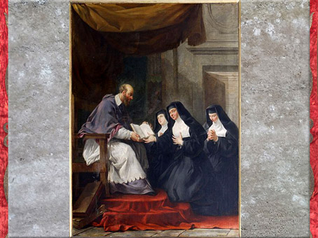 D’après saint François de Sales donnant à sainte Jeanne de Chantal la règle de l'ordre de la Visitation, de Noël Hallé, église Saint-Louis-en-l'Île, Paris, XVIIIe siècle. (Marsailly/Blogostelle)