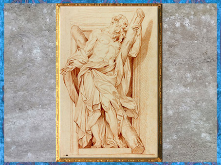 D’après saint André, d'Edme Bouchardon, selon Camillo Rusconi, sanguine, France, XVIIIe siècle, Néoclassique. (Marsailly/Blogostelle)