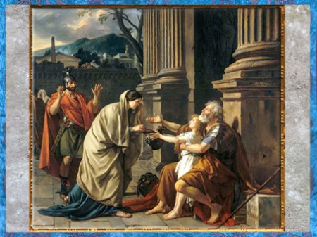 D’après Bélisaire demandant l'aumône, de Jacques-Louis David, 1781, France, XVIIIe siècle, Néoclassique. (Marsailly/Blogostelle)