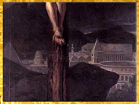 D’après Le Christ en croix, de Jacques-Louis David, 1782, huile sur toile, cathédrale Saint-Vincent, Mâcon, France, XVIIIe siècle,(Marsailly/Blogostelle)