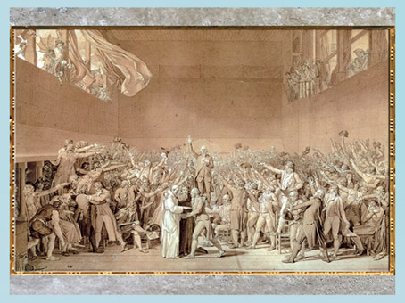 D’après Le serment du jeu de paume, séance du 20 juin 1789 de l'Assemblée nationale, de Jacques Louis David, 1791-1792, France, XVIIIe siècle. (Marsailly/Blogostelle)