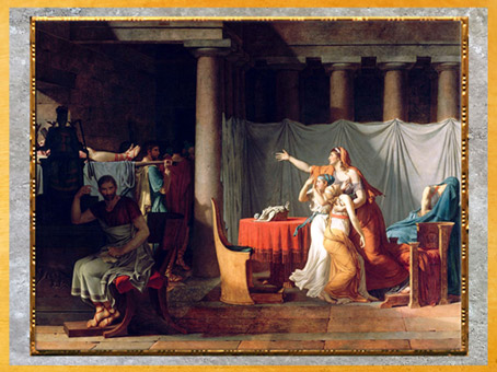 D’après Les Licteurs rapportant à Brutus le corps de ses fils, de Jacques-Louis David, Salon de 1789, France, XVIIIe siècle, Néoclassique. (Marsailly/Blogostelle)