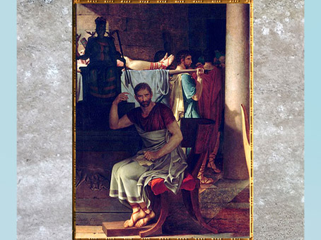 D’après Brutus, Les Licteurs rapportant à Brutus le corps de ses fils, de Jacques-Louis David, Salon de 1789, France, XVIIIe siècle, Néoclassique. (Marsailly/Blogostelle)