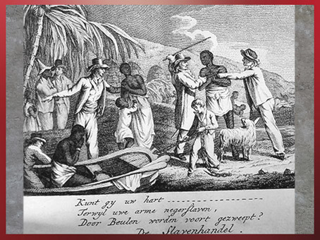 D’après une scène d’esclavage, Execrable Human Traffick, modèle de George Morland, gravure, 1794, Angleterre, XVIIIe siècle. (Marsailly/Blogostelle)