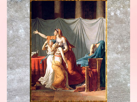 D’après le groupe des femmes, Les Licteurs rapportant à Brutus le corps de ses fils, de Jacques-Louis David, Salon de 1789, France, XVIIIe siècle, Néoclassique. (Marsailly/Blogostelle)