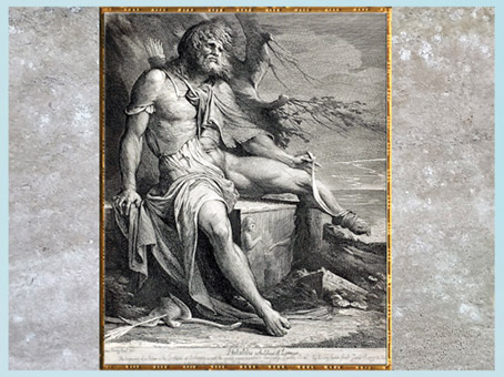 D’après Philoctète sur l'île de Lemnos, de James Barry, version gravée, entre 1777 et 1808, fin XVIIIe siècle. (Marsailly/Blogostelle)