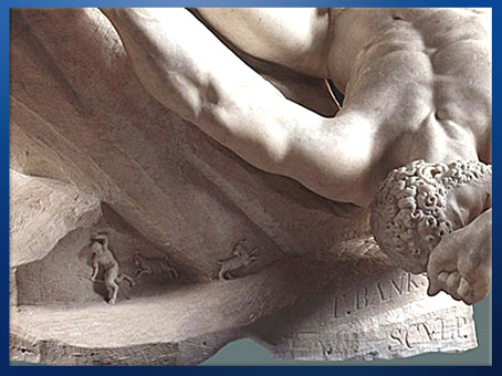 D’après The Falling Titan (La Chute du titan), détail, de Thomas Banks, 1786, marbre, Angleterre, Néoclassique, fin XVIIIe siècle. (Marsailly/Blogostelle)