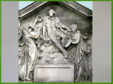 D’après Shakespeare et les allégories de la Poésie et de la Peinture, de Thomas Banks, 1789, sculpture, Stratford-upon-Avon, Angleterre, fin XVIIIe siècle. (Marsailly/Blogostelle)