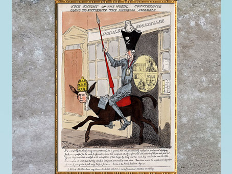 D’après une caricature d'Edmund Burke, 1790, eau-forte coloriée, fin XVIIIe siècle. (Marsailly/Blogostelle)