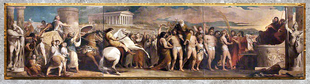 D’après Le Couronnement des vainqueurs à Olympie, de James Barry, série The Progress of Human Culture, 1777-1784, Londres, fin XVIIIe siècle. (Marsailly/Blogostelle)
