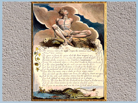 D'après America A Prophecy, Le matin vient..., William Blake, 1793, plume, encre, aquarelle, fin XVIIIe siècle. (Marsailly/Blogostelle)