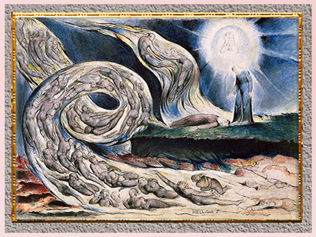 D'après Le Cercle de la luxure, Francesca da Rimini, de William Blake, Divine Comédie, l’Enfer, 1824-1827, encre, aquarelle, début XIXe siècle. (Marsailly/Blogostelle)