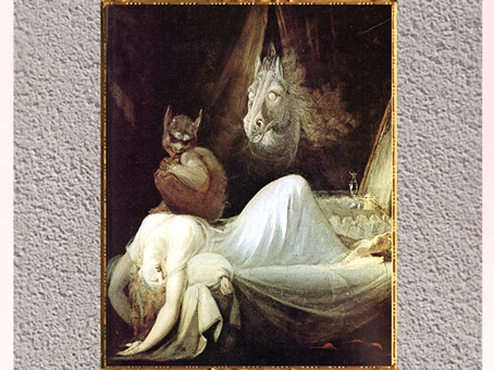 D’après Le cauchemar, de Johann Heinrich Füssli, 1780-1781, huile sur toile, fin XVIIIe siècle. (Marsailly/Blogostelle)