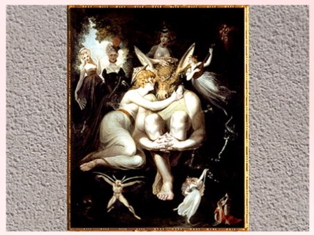 D’après La Caresse de Titania à Bottom, de Johann Heinrich Füssli, 1793-1794, huile sur toile, fin XVIIIe siècle. (Marsailly/Blogostelle)