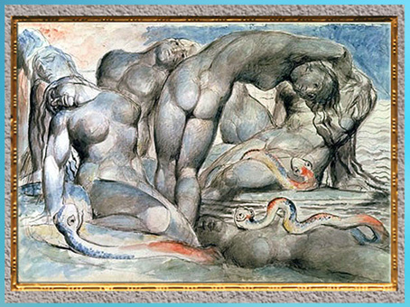 D’après les Cercles de L’Enfer, les Voleurs, Divine Comédie, de William Blake, 1824-1827, plume, encre, aquarelle, début XIXe siècle. (Marsailly/Blogostelle)