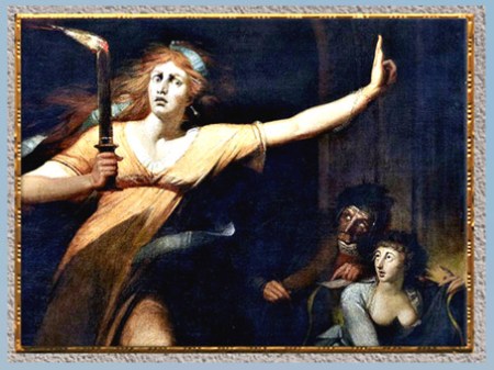 D’après Lady Macbeth, détail, de Johann Heinrich Füssli, exposé en 1784, à Londres, huile sur toile, fin XVIIIe siècle. (Marsailly/Blogostelle)