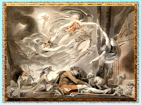 D’après The Shepherd's Dream (Le Rêve du berger), de Johann Heinrich Füssli, crayon, craie et lavis, exposé à la Royal Academy en 1786, fin XVIIIe siècle. (Marsailly/Blogostelle)